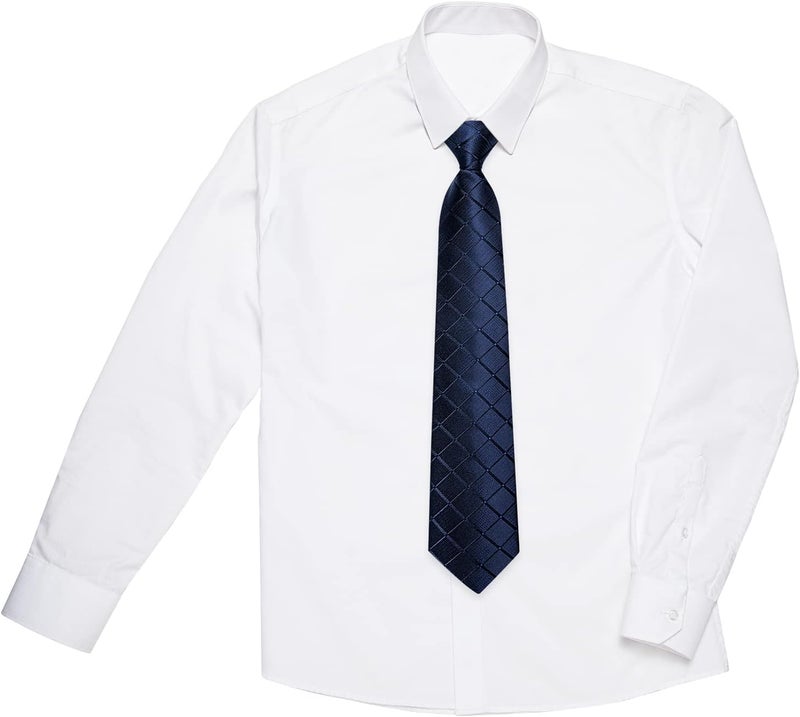 DiBanGu 2PCS Set for Father and Son Tie Silk Mens and Boys Adjustable Necktie & Pocket Square Cufflinks Kids Pre-tied Necktie - Image 3